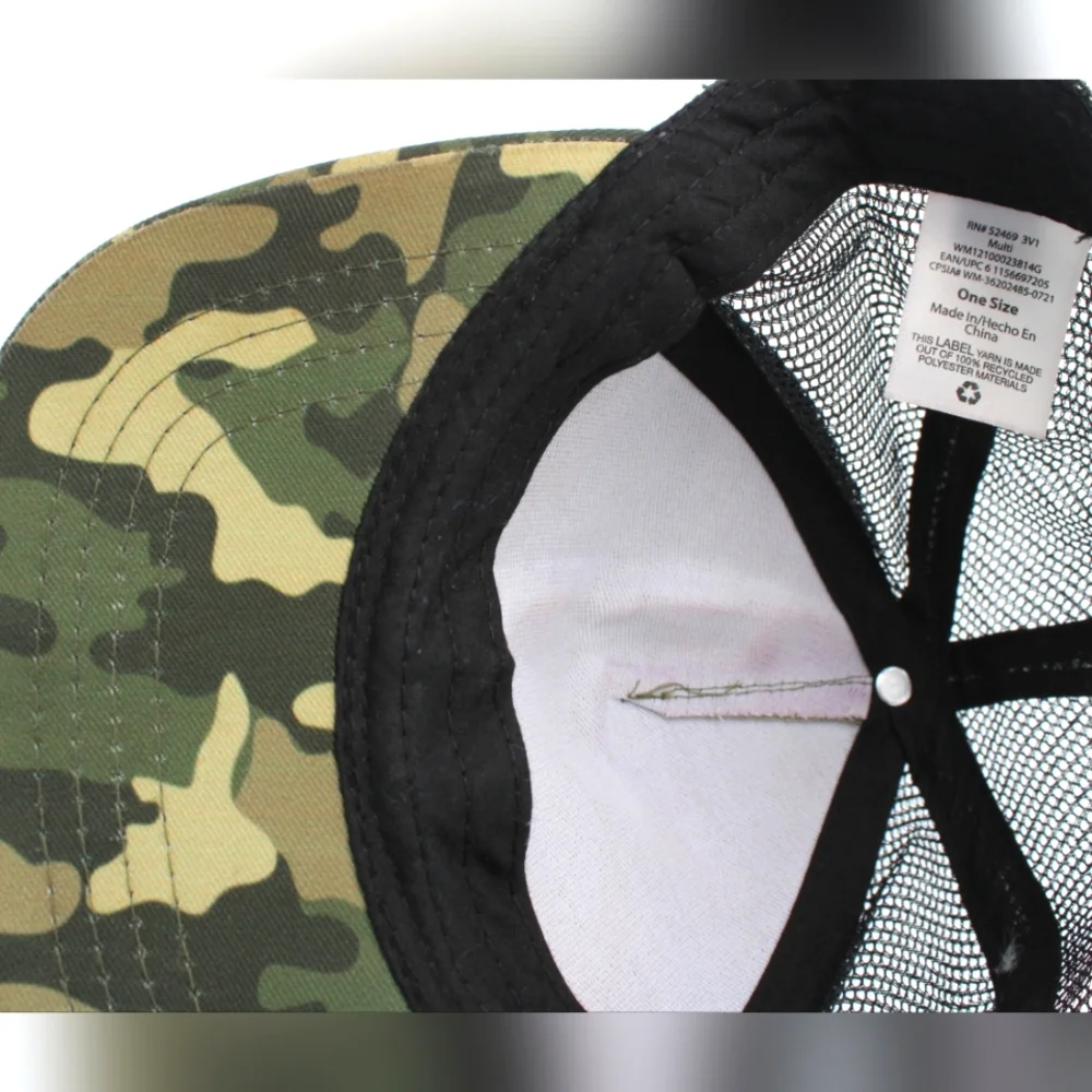 Unisex Green & Black Camo “Good Vibes” Snapback Hat – Kids Size